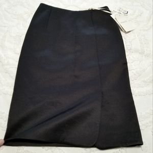 🇮🇹Mantu❤ Italian Satin & Virgin Wool Black Skirt